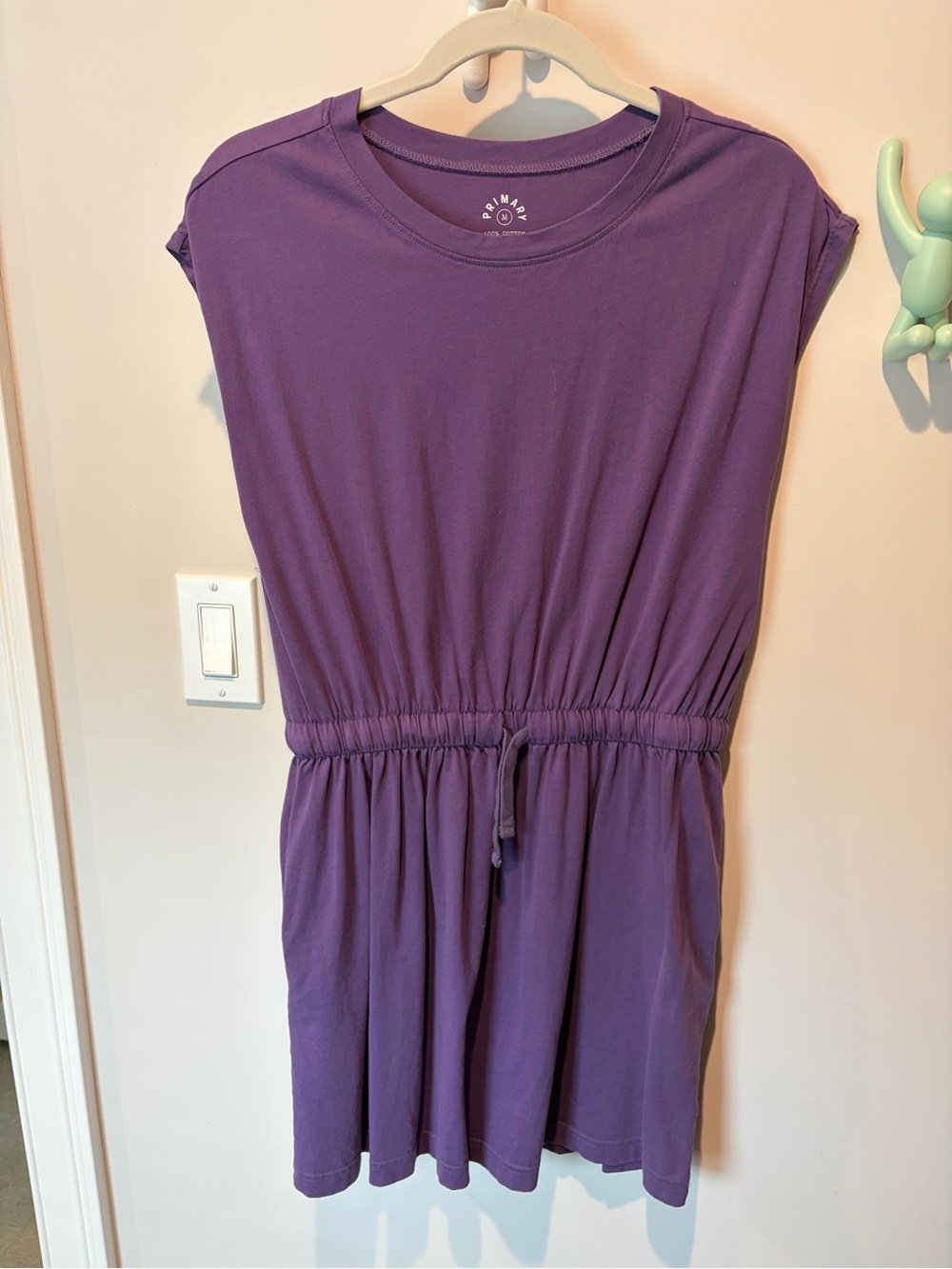 Primary Purple Drawstring Waist Casual Girls' Dress
